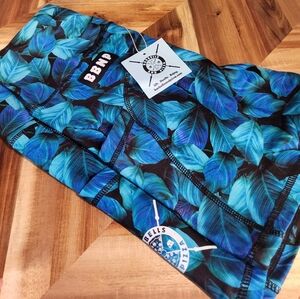 Barbells And Pizza Blue Leaf Pattern 5 Inch Shorts Medium BBNP